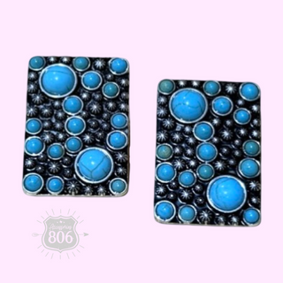 Western burnished rectangle earring