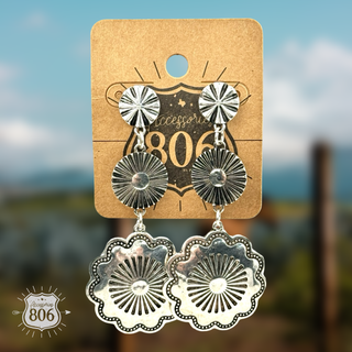Western silver drop earring - LC