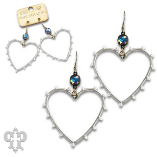 Bead wrapped heart earring with Austrian crystal - LC