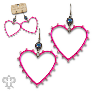 Bead wrapped heart earring with Austrian crystal - LC