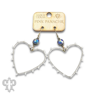 Bead wrapped heart earring with Austrian crystal - LC