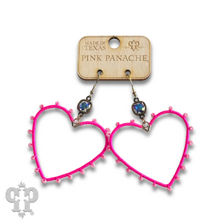 Bead wrapped heart earring with Austrian crystal - LC