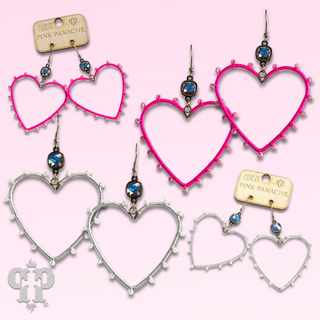 Bead wrapped heart earring with Austrian crystal - LC