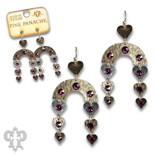 Heart charm and arch earring with Austrian crystal - LC