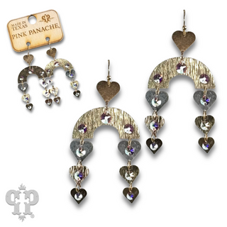 Heart charm and arch earring with Austrian crystal - LC