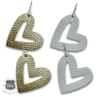 Pebbled leather heart earring