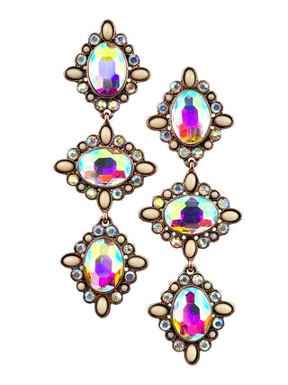 Western triple oval rhinestone earring