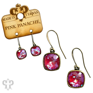 Square crystal earring with 12mm crystals from Swarovski®