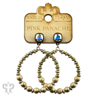 Foil texture bead circle earring