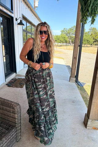 Hidden Gem Camo Maxi Skirt *Pre-Order*