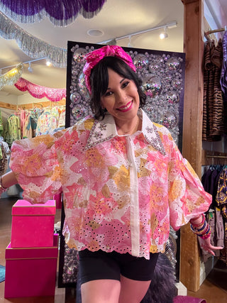 Enchanted Garden Button-Up - Pink