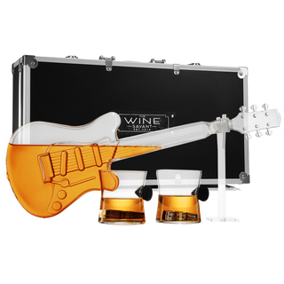 Electric Guitar Whiskey Wine Decanter With 2 Pick Whiskey Glasses Acrylic Stand Case 34 Oz Glass 16