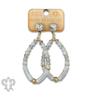 Diamond teardrop bamboo tube bead earring with Austrian crystal