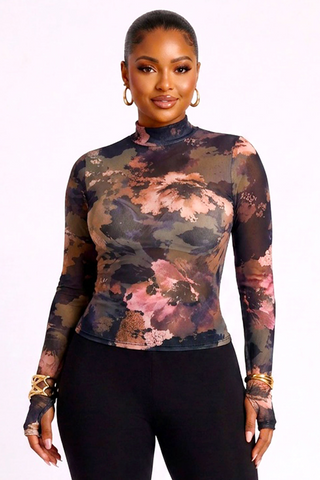 Multi Floral Halter Romper W/Sheer Top