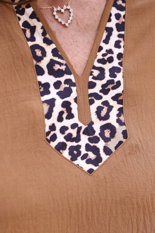 Ava Flutter Sleeve Blouse Safari Chic