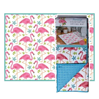 Flamingo Microfiber Countertop Dish Drying Mat