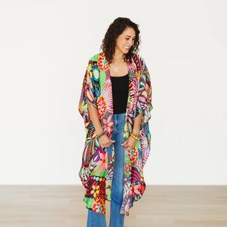 Fiesta Floral Long Kimono
