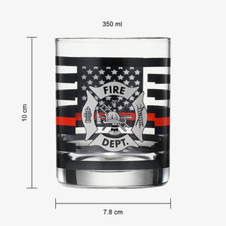 Firefighter Whiskey Glasses Set Of 2 12 Oz Old Fashioned Liquor Glasses American Flag Red Line Fire