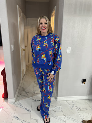 Queen of Sparkles Royal Blue Ski Lift Sweatshirt