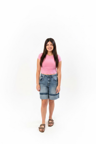 Sunny Days Cuffed Bermuda Shorts