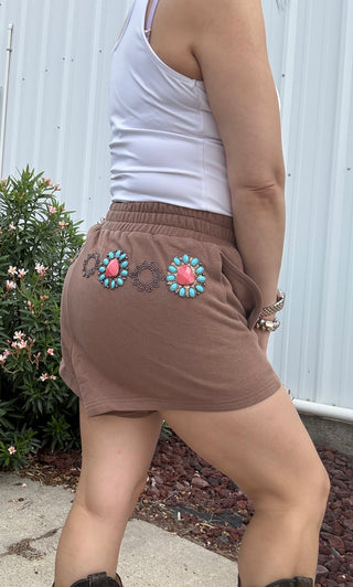 Queen of Sparkles - Brown Turquoise Necklace Shorts