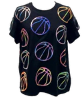 Queen of Sparkles - Black Multi Outlined Basketball Tee