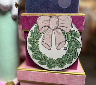 Tan Bow Wreath Mini Velcro Interchangeable Sign