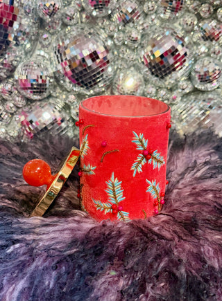 Ballerina Candle Couturier Holiday Swirl W/Lid - Vintage Red