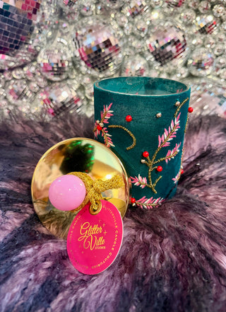 Glitterville Ballerina Candle Couturier Holiday Swirl - Emerald