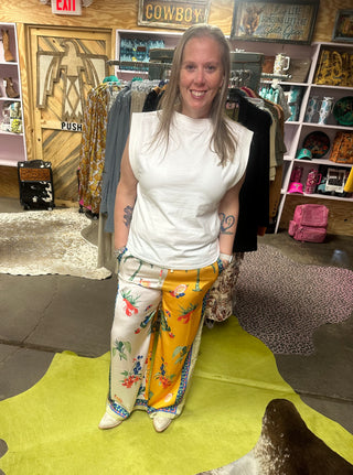 Tropical Elastic Waist Pants