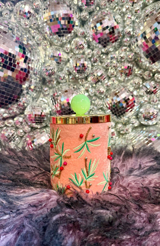 Ballerina Candle Couturier Holiday Swirl W/Lid - Light Pink