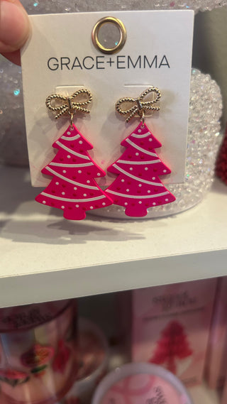 Christmas Tree W/Bow Topper Earring