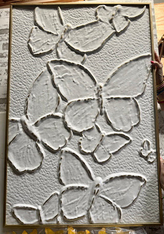 Oversized Embossed White & Gold Butterfly Wall Decor