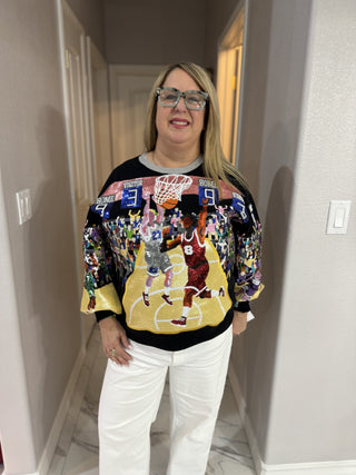 Queen of Sparkles Black basketball Court Scene Sweatshirt