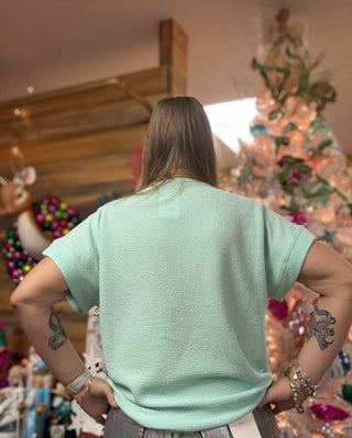 Mint Round Neck Tee W/ Pocket