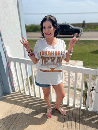 Queen of Sparkles - Grey Texas Longhorns Vintage Tee