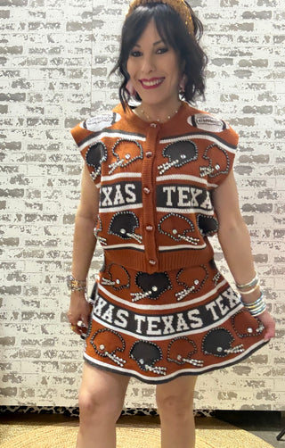 Queen of Sparkles • QOS • Licensed Texas Vintage Football Helmet Stripe Skirt