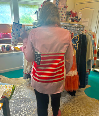 Americana Flag Patch Button Up
