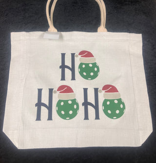 HoHoHo Pickleball Canvas 18"x14.5" Tote Bag