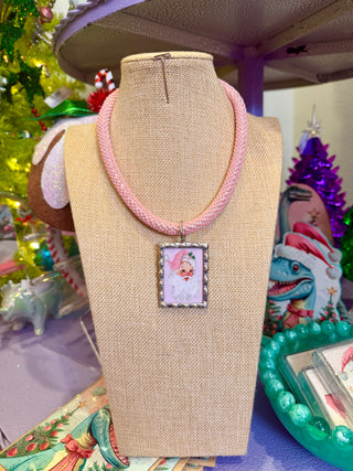 Vintage Santa Glam Rhinestone Necklace
