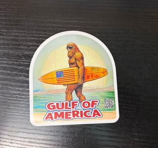 Bigfoot With Surfboard Gulf Of America Sticker