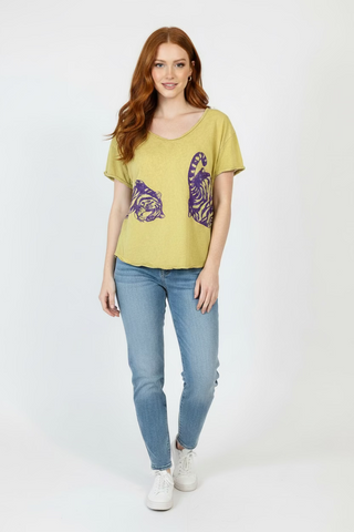 Double Roar Pearl Graphic Tee - Lime
