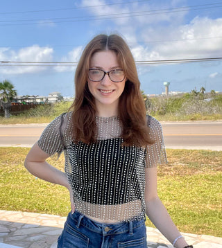 Black Pearl Mesh Top