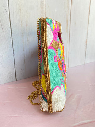 Floral Neon Golden Basket Crossbody Bag