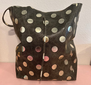 Polka Dots Italian Leather Handbag