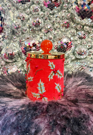 Ballerina Candle Couturier Holiday Swirl W/Lid - Vintage Red
