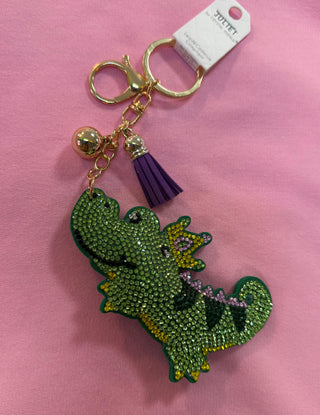 Alligator Crown Sequin  Keychain