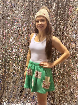 Queen of Sparkles - Green Letters to Santa Skirt