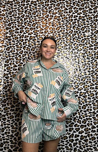 Queen of Sparkles Green & White Stripe Café Du Monde Icon Short