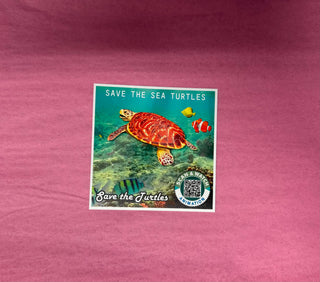 Save The Turtles Square Decal Sticker